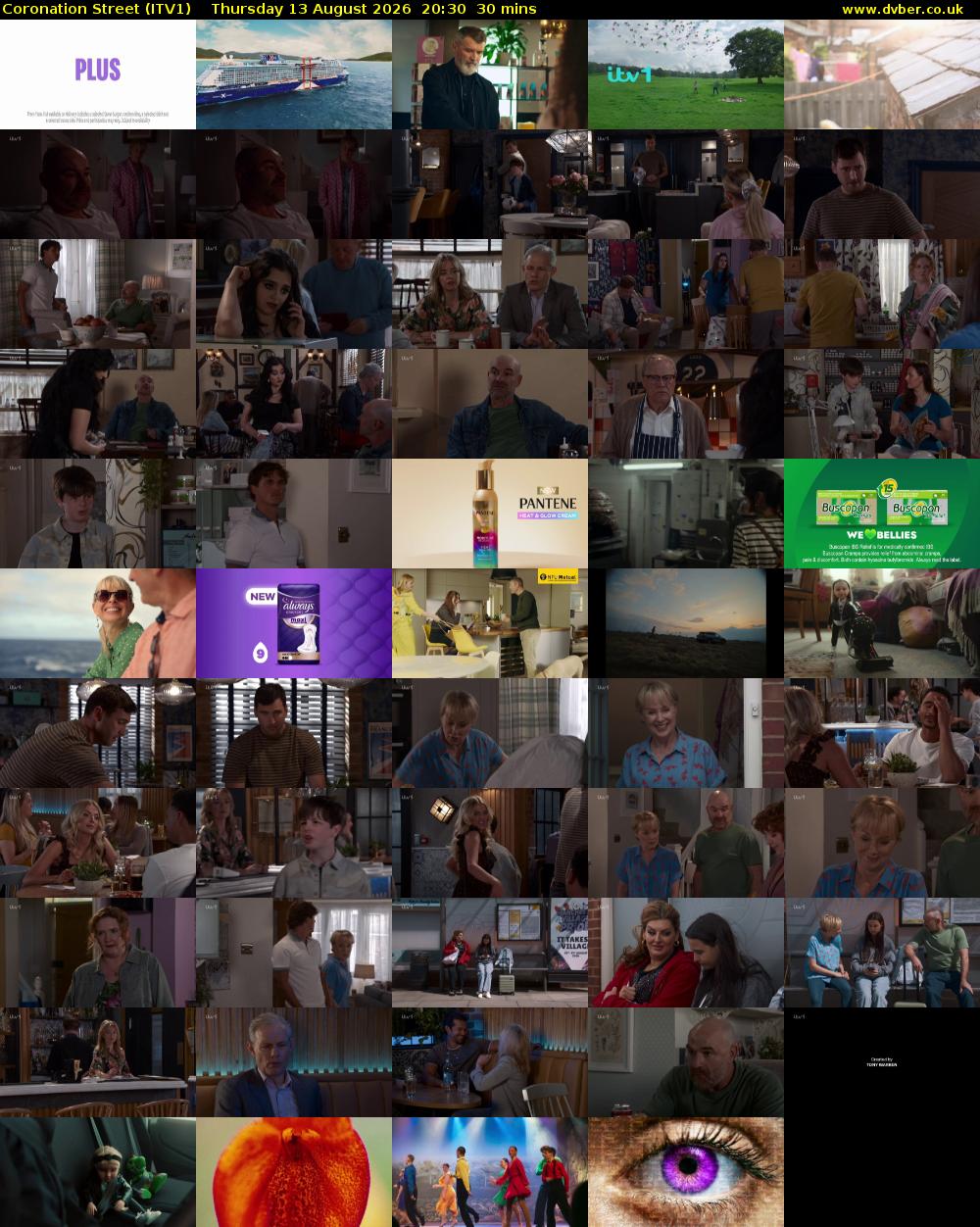 Coronation Street (ITV1) Thursday 13 August 2026 20:30 - 21:00