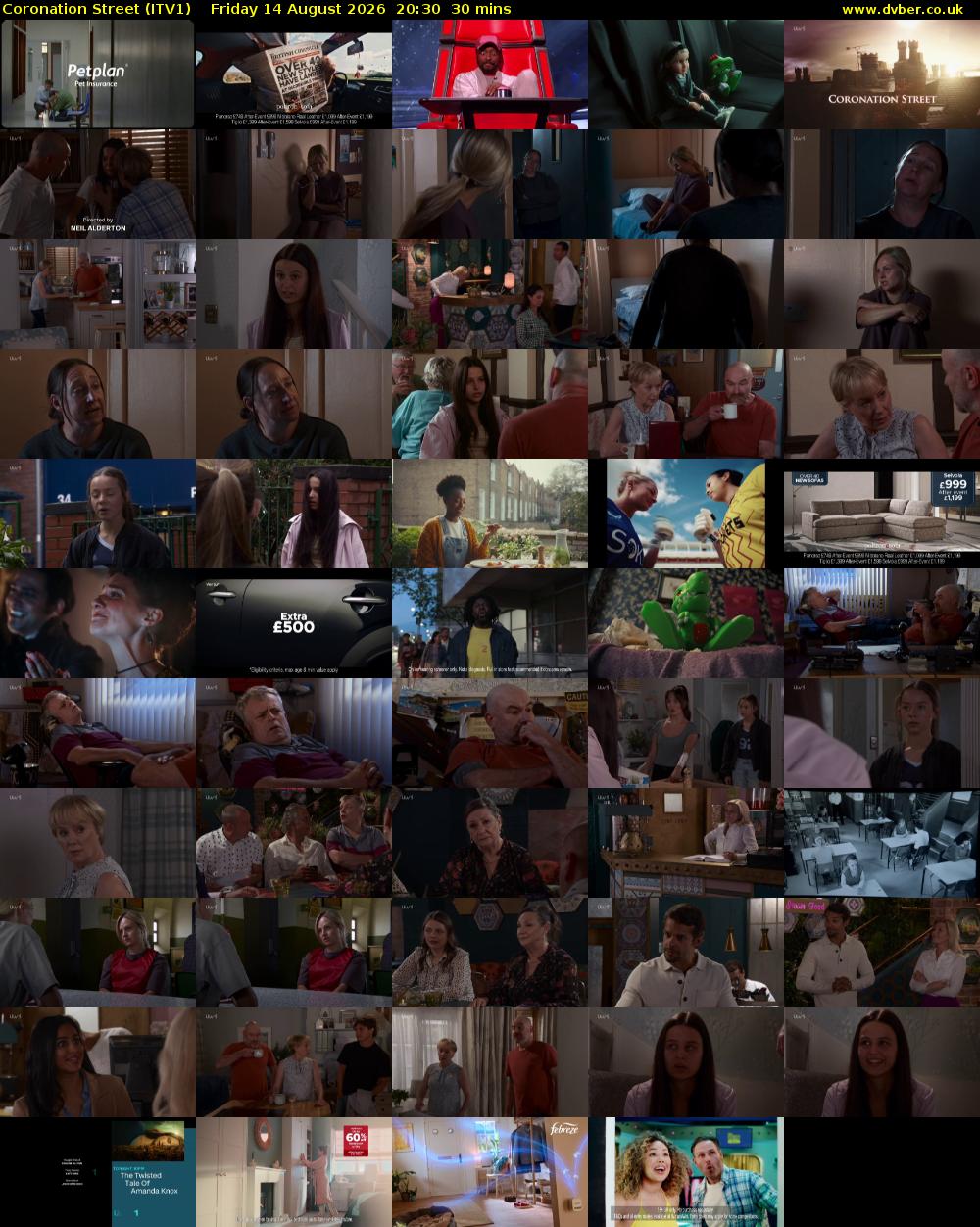 Coronation Street (ITV1) Friday 14 August 2026 20:30 - 21:00