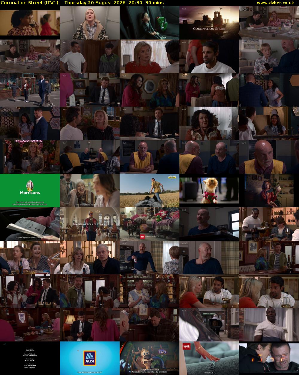 Coronation Street (ITV1) Thursday 20 August 2026 20:30 - 21:00
