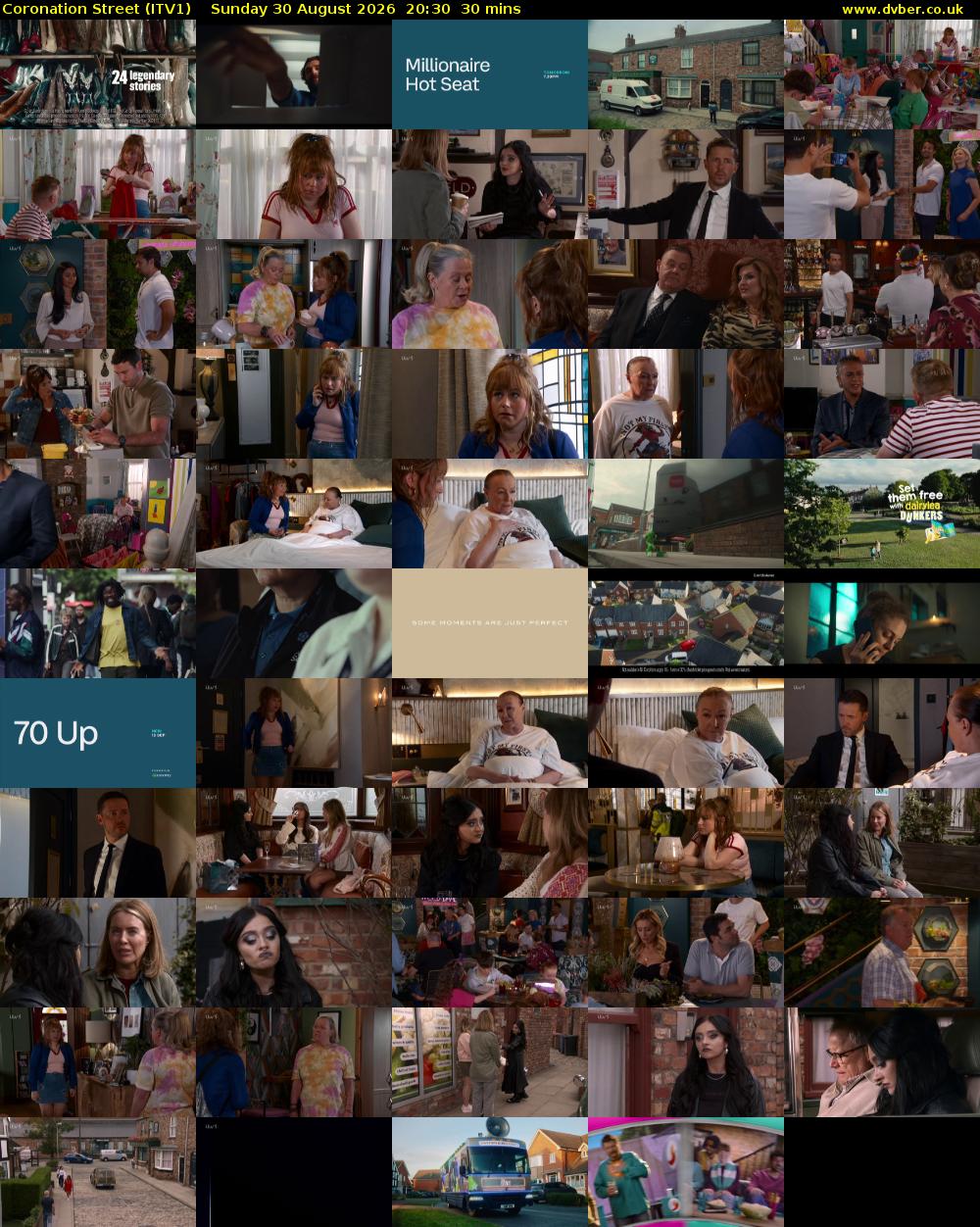 Coronation Street (ITV1) Sunday 30 August 2026 20:30 - 21:00