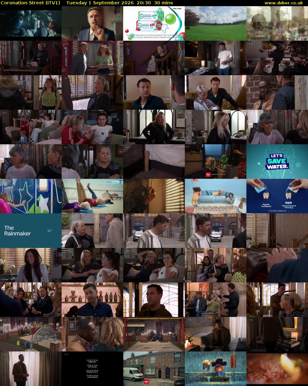 Coronation Street (ITV1) Tuesday 1 September 2026 20:30 - 21:00