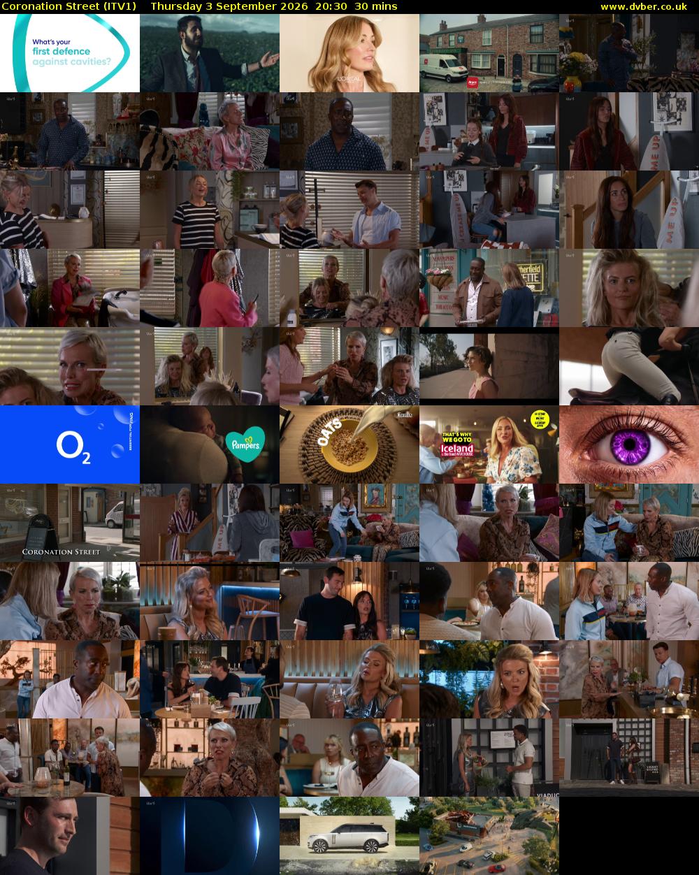 Coronation Street (ITV1) Thursday 3 September 2026 20:30 - 21:00