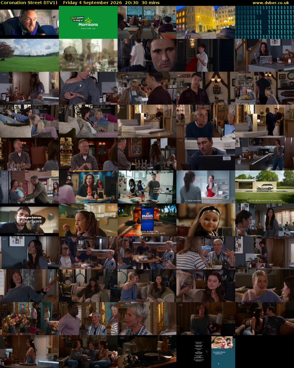 Coronation Street (ITV1) Friday 4 September 2026 20:30 - 21:00