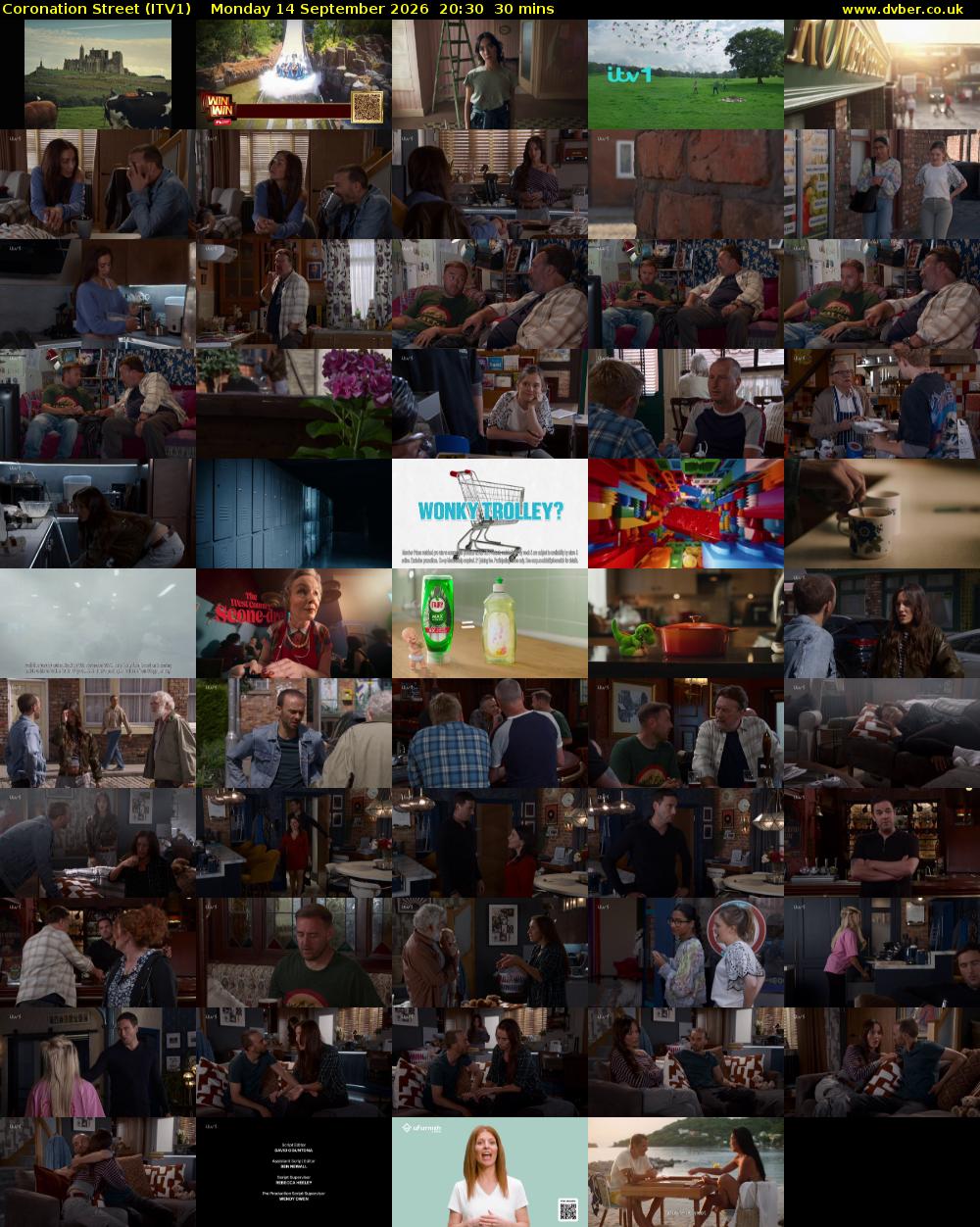Coronation Street (ITV1) Monday 14 September 2026 20:30 - 21:00