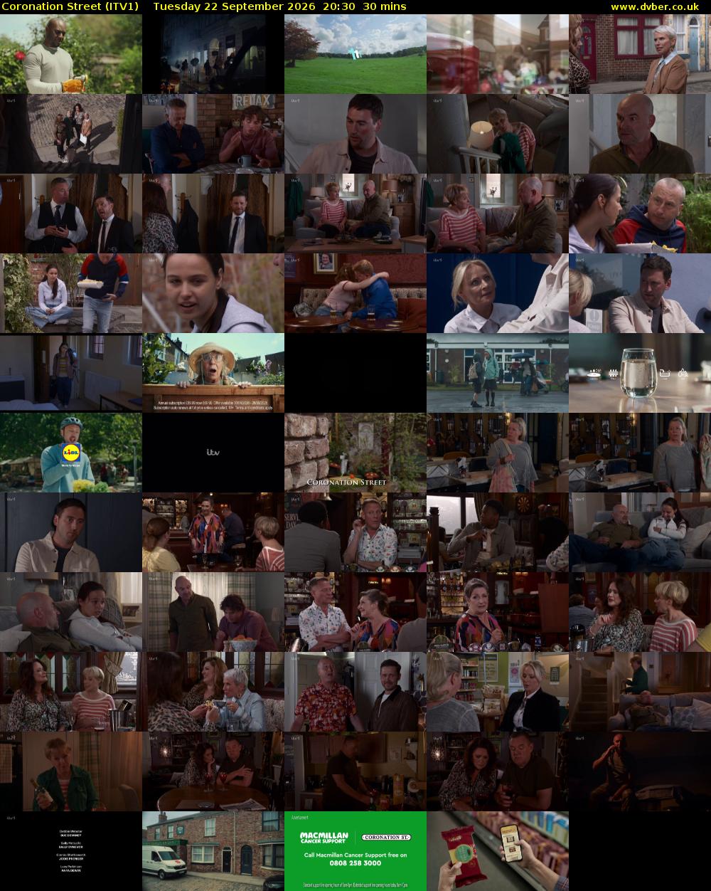 Coronation Street (ITV1) Tuesday 22 September 2026 20:30 - 21:00