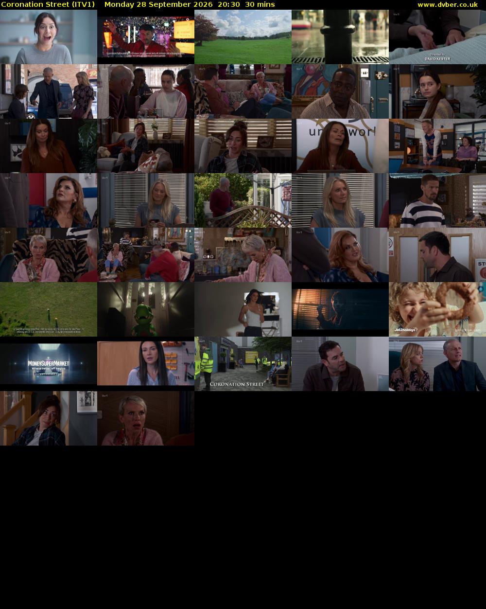 Coronation Street (ITV1) Monday 28 September 2026 20:30 - 21:00