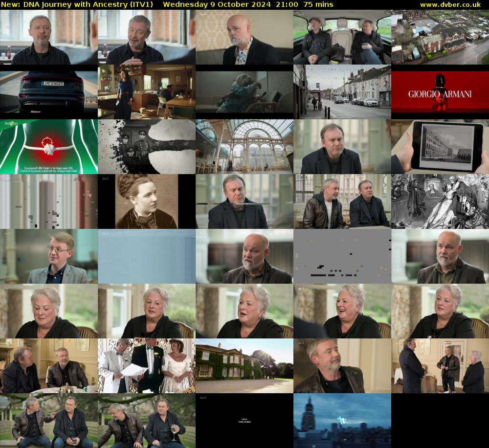 DNA Journey with Ancestry (ITV1) Wednesday 9 October 2024 21:00 - 22:15