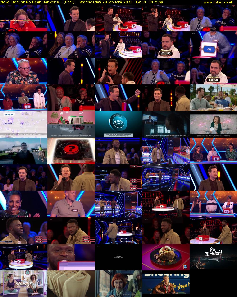Deal or No Deal: Banker's... (ITV1) Wednesday 28 January 2026 19:30 - 20:00