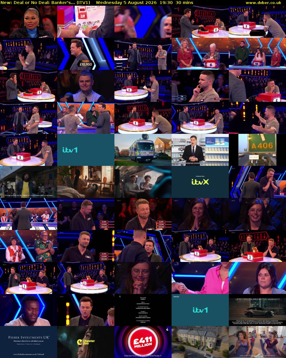 Deal or No Deal: Banker's... (ITV1) Wednesday 5 August 2026 19:30 - 20:00