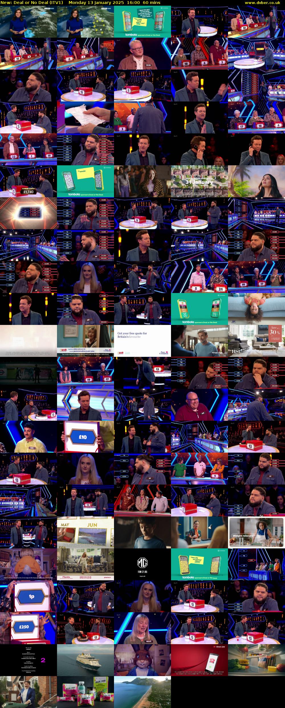Deal or No Deal (ITV1) Monday 13 January 2025 16:00 - 17:00
