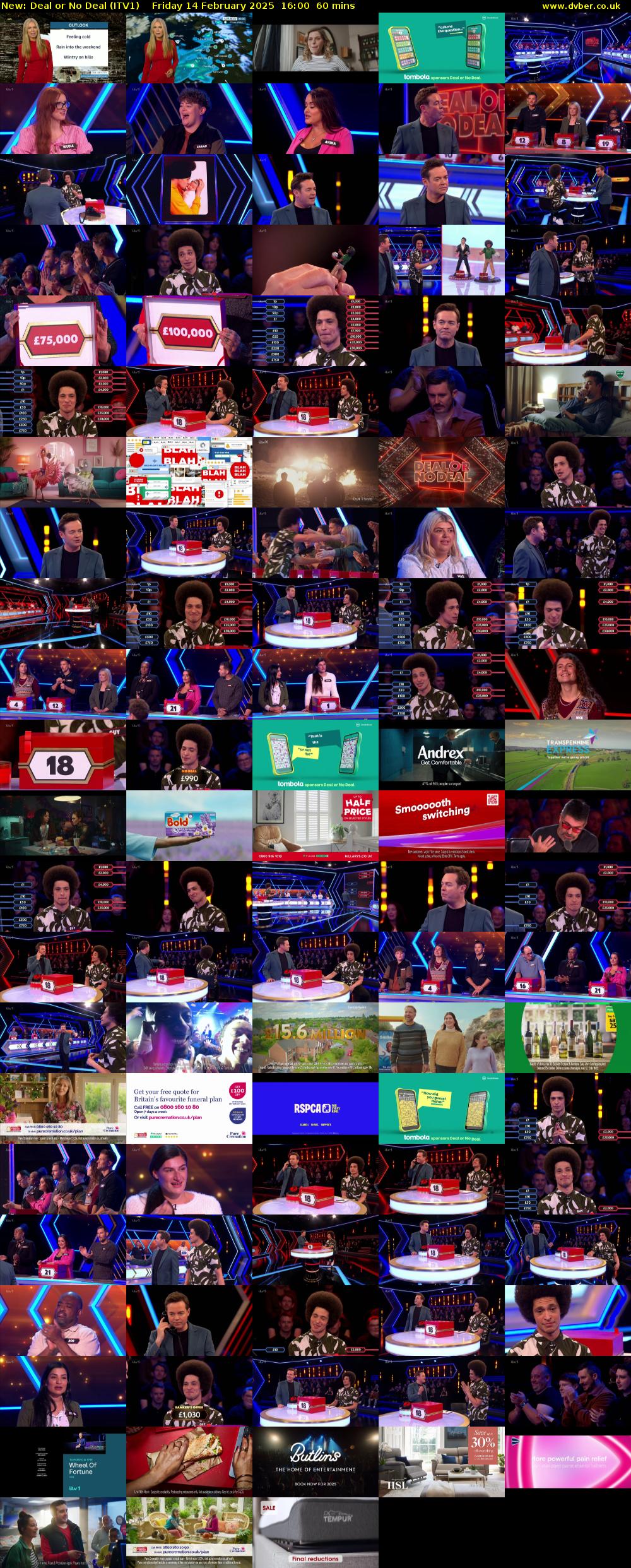 Deal or No Deal (ITV1) Friday 14 February 2025 16:00 - 17:00