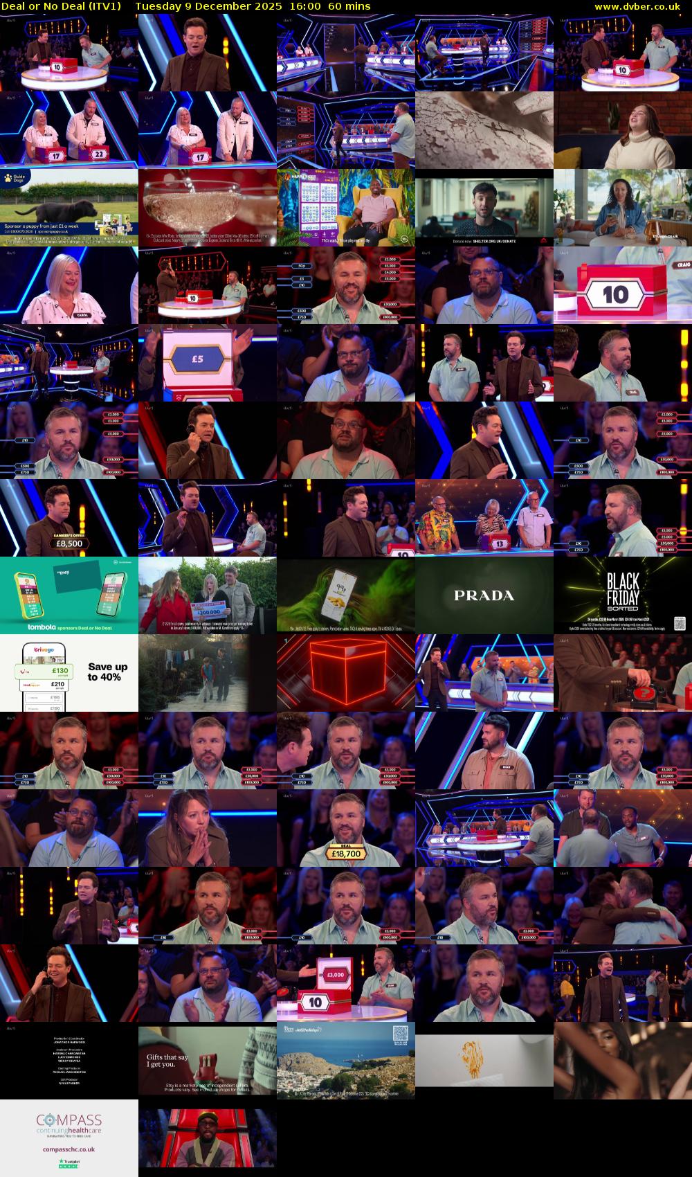 Deal or No Deal (ITV1) Tuesday 9 December 2025 16:00 - 17:00