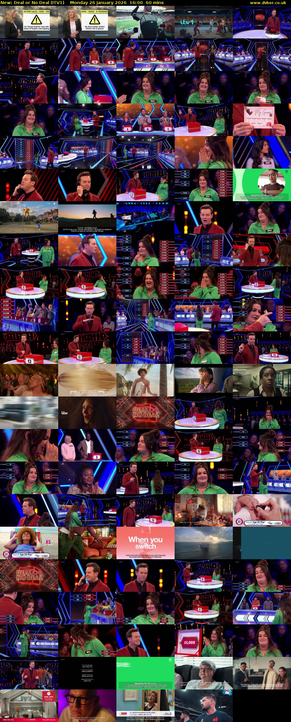 Deal or No Deal (ITV1) Monday 26 January 2026 16:00 - 17:00