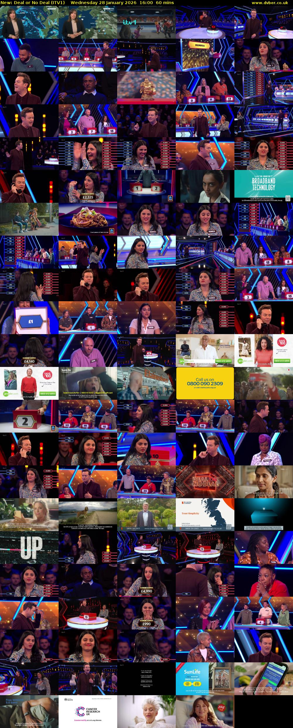 Deal or No Deal (ITV1) Wednesday 28 January 2026 16:00 - 17:00