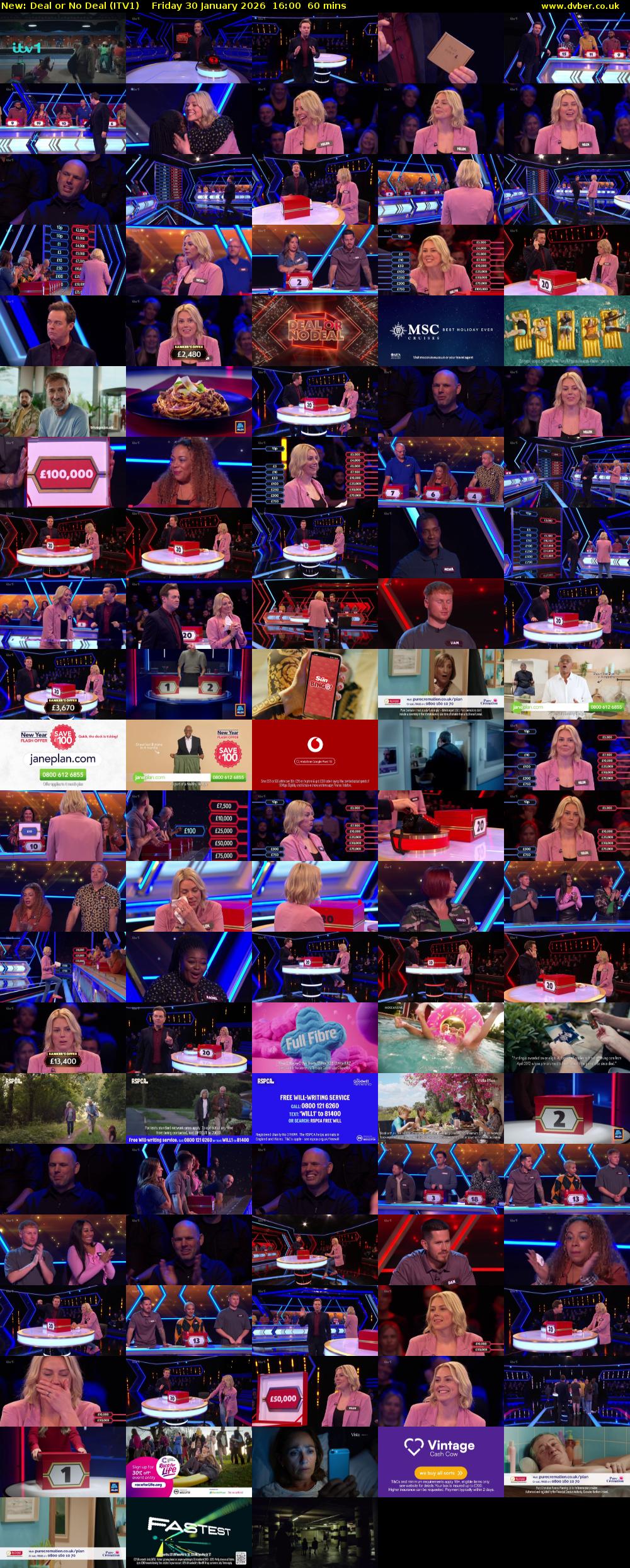 Deal or No Deal (ITV1) Friday 30 January 2026 16:00 - 17:00