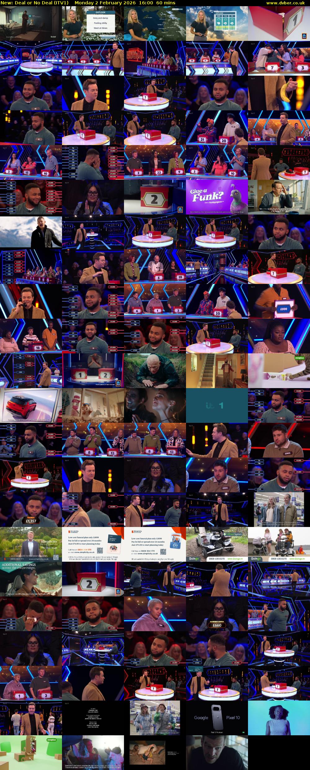 Deal or No Deal (ITV1) Monday 2 February 2026 16:00 - 17:00