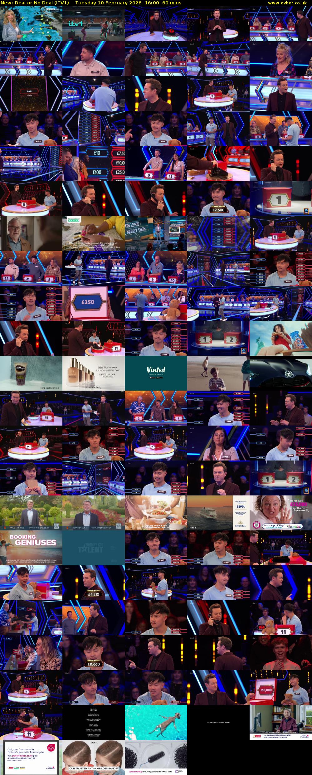 Deal or No Deal (ITV1) Tuesday 10 February 2026 16:00 - 17:00