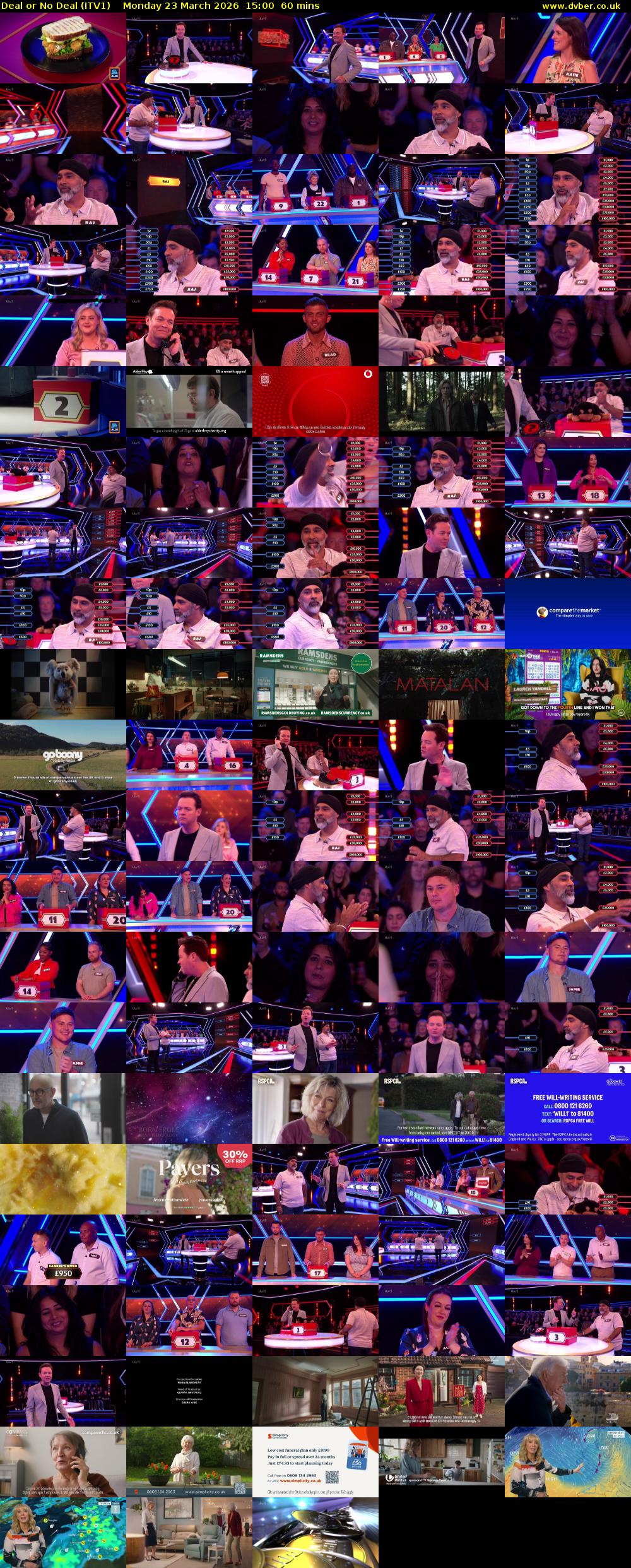 Deal or No Deal (ITV1) Monday 23 March 2026 15:00 - 16:00