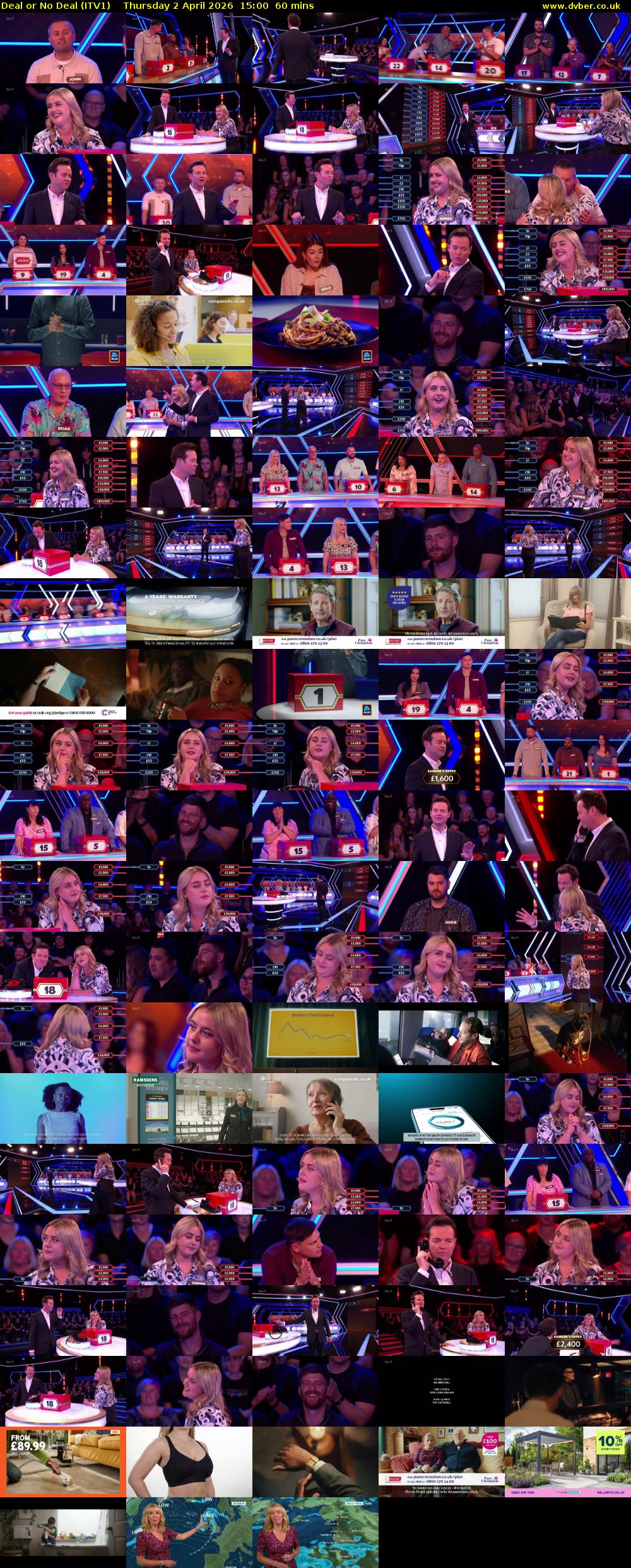 Deal or No Deal (ITV1) Thursday 2 April 2026 15:00 - 16:00