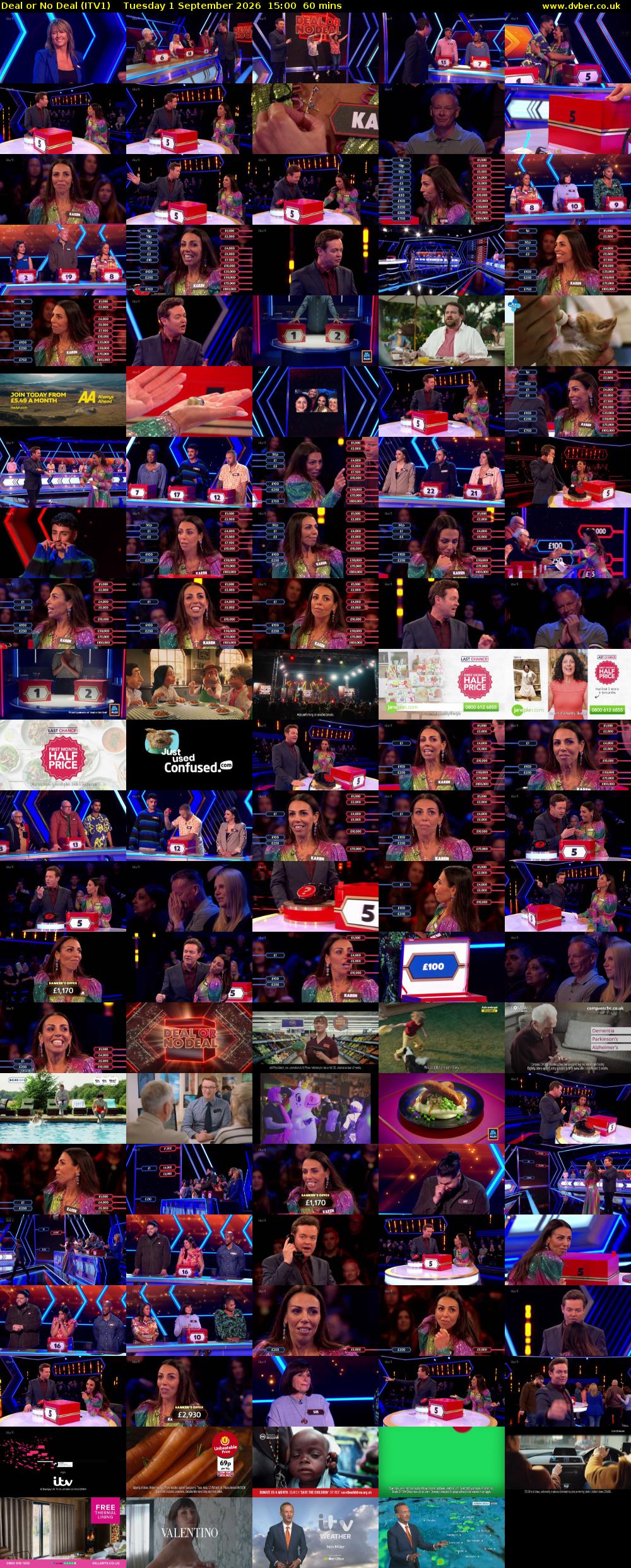 Deal or No Deal (ITV1) Tuesday 1 September 2026 15:00 - 16:00