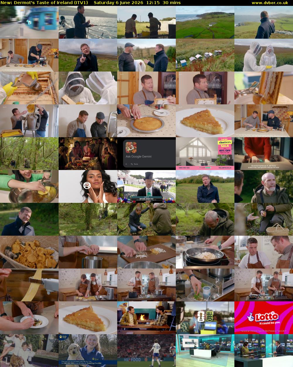 Dermot's Taste of Ireland (ITV1) Saturday 6 June 2026 12:15 - 12:45