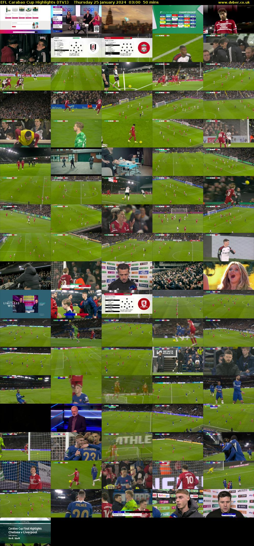 EFL Carabao Cup Highlights (ITV1) Thursday 25 January 2024 03:00 - 03:50