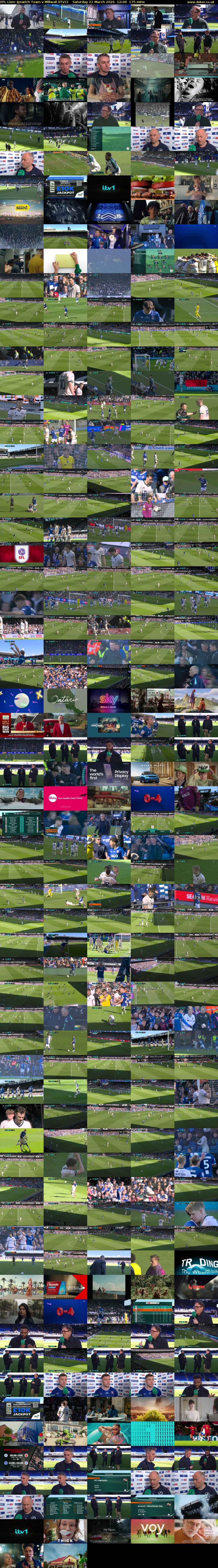 EFL Live: Ipswich Town v Millwall (ITV1) Saturday 21 March 2026 12:00 - 14:55