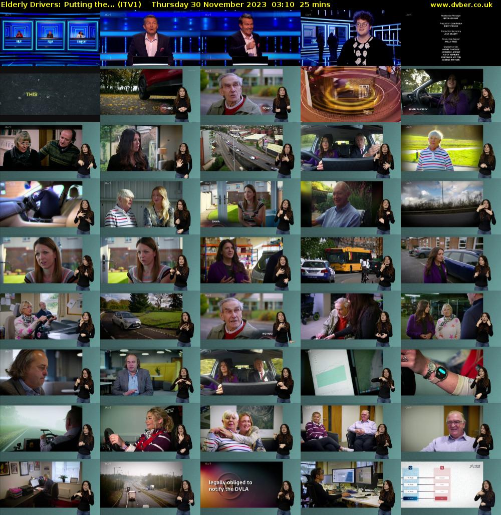 Elderly Drivers: Putting the... (ITV1) Thursday 30 November 2023 03:10 - 03:35