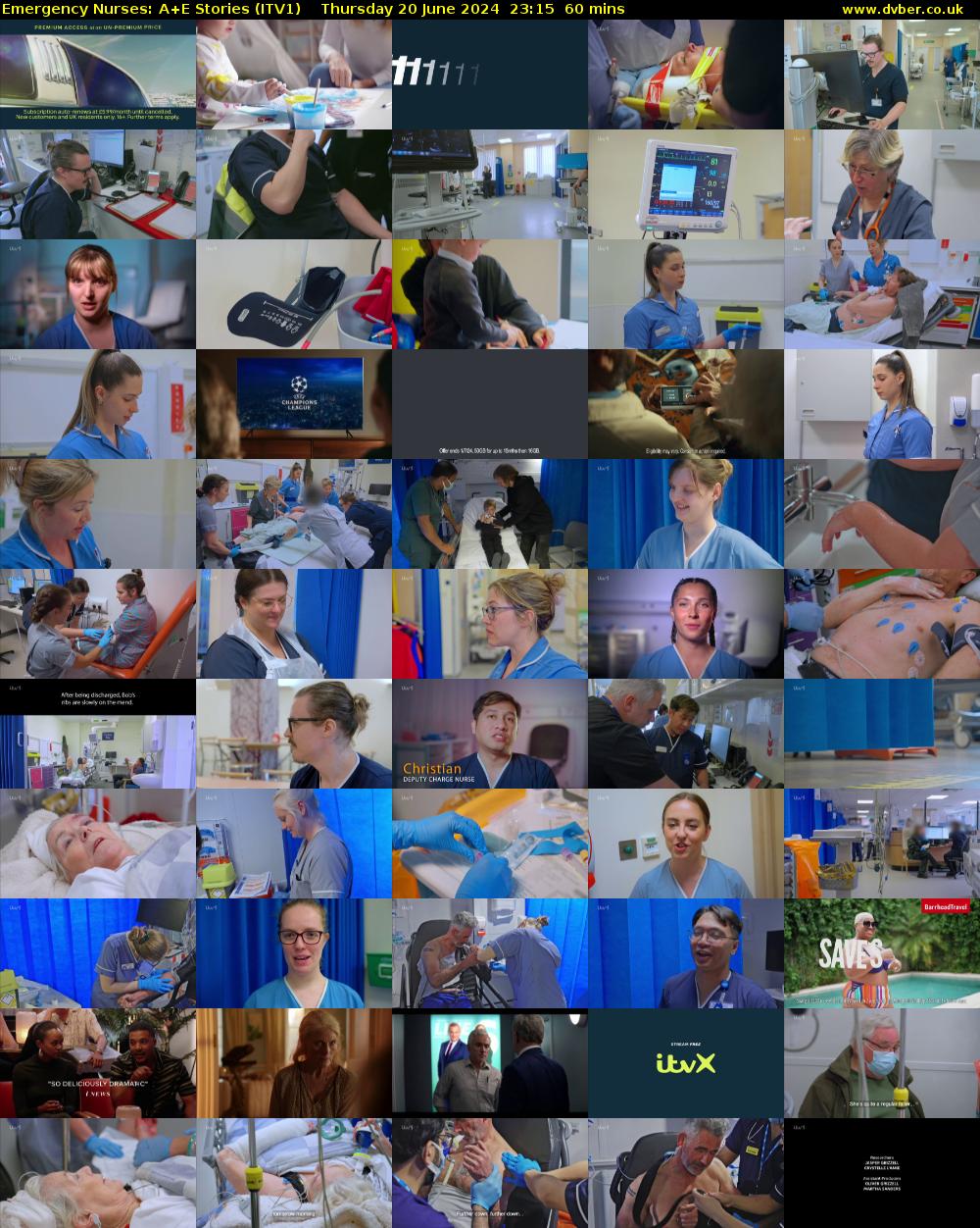 Emergency Nurses: A+E Stories (ITV1) Thursday 20 June 2024 23:15 - 00:15