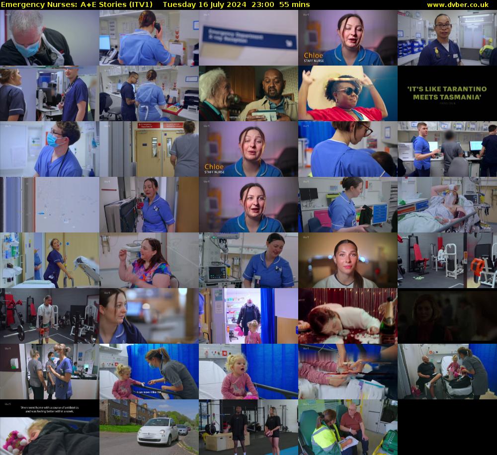 Emergency Nurses: A+E Stories (ITV1) Tuesday 16 July 2024 23:00 - 23:55