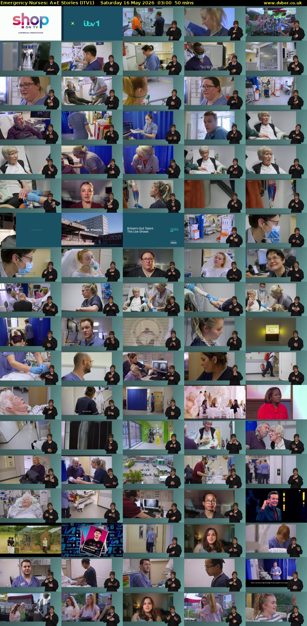 Emergency Nurses: A+E Stories (ITV1) Saturday 16 May 2026 03:00 - 03:50