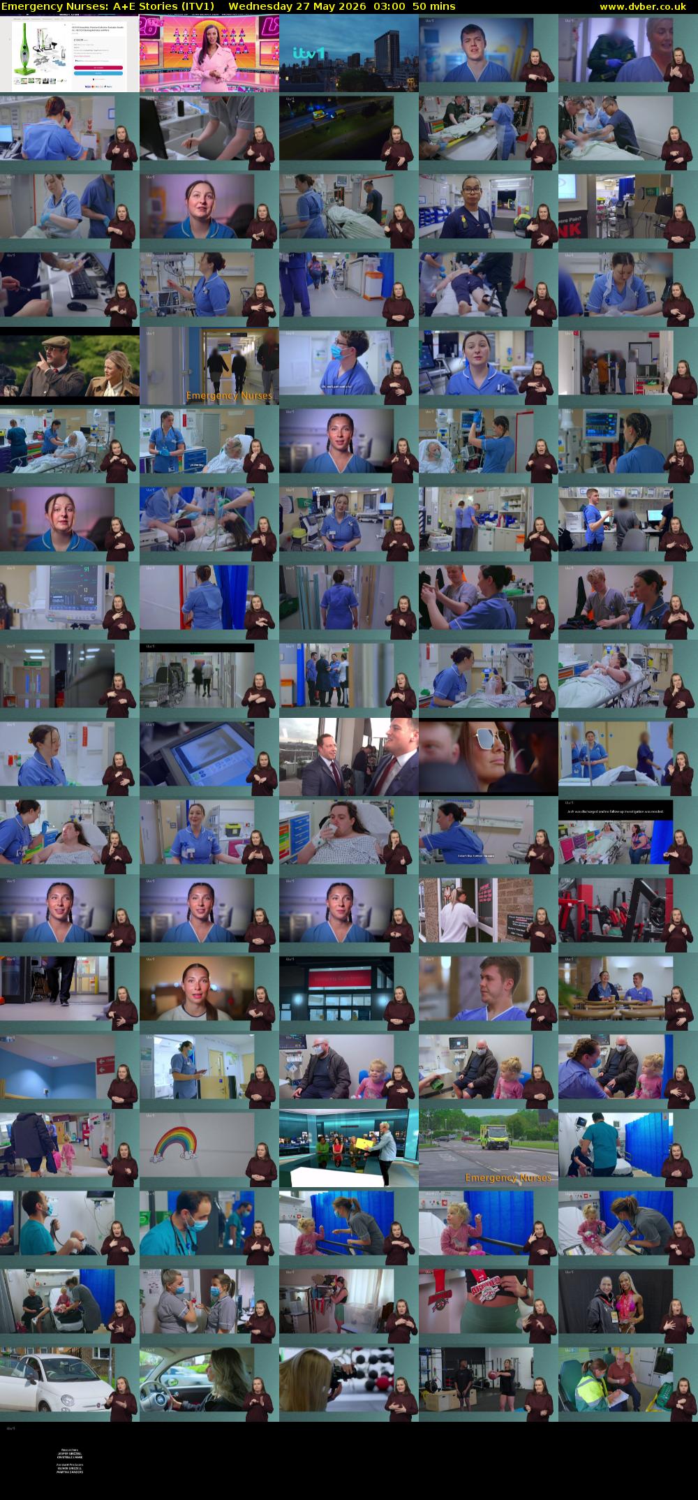 Emergency Nurses: A+E Stories (ITV1) Wednesday 27 May 2026 03:00 - 03:50