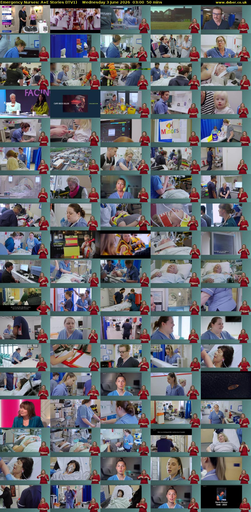 Emergency Nurses: A+E Stories (ITV1) Wednesday 3 June 2026 03:00 - 03:50