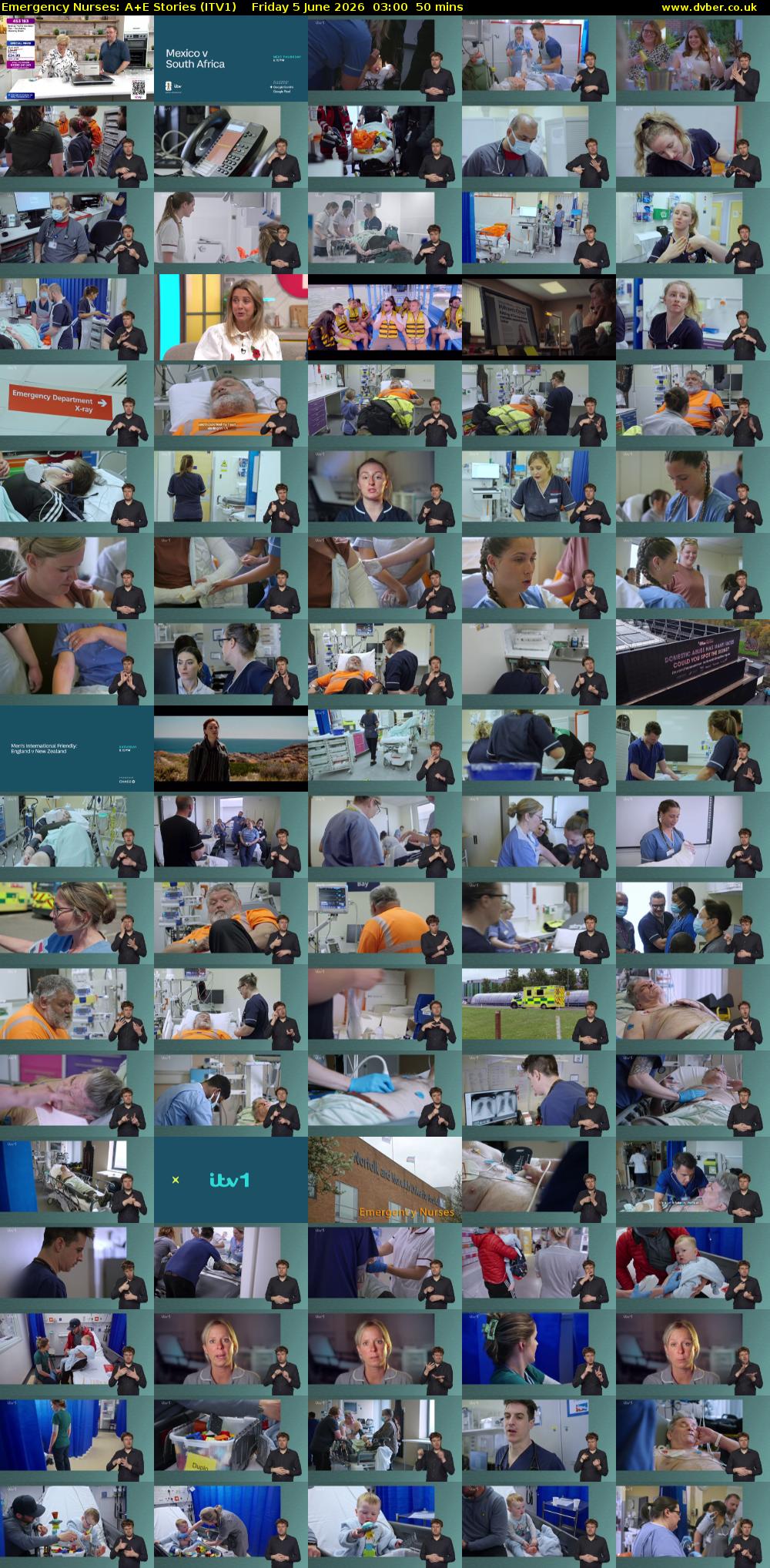 Emergency Nurses: A+E Stories (ITV1) Friday 5 June 2026 03:00 - 03:50