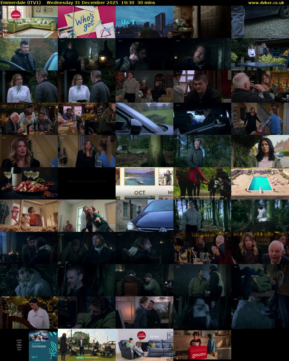 Emmerdale (ITV1) Wednesday 31 December 2025 19:30 - 20:00