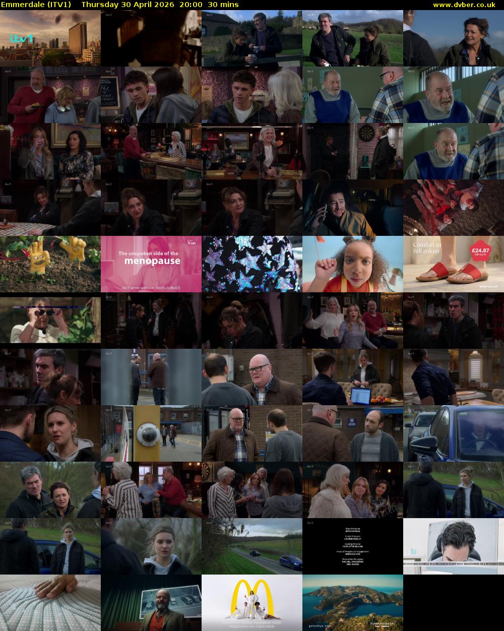 Emmerdale (ITV1) Thursday 30 April 2026 20:00 - 20:30