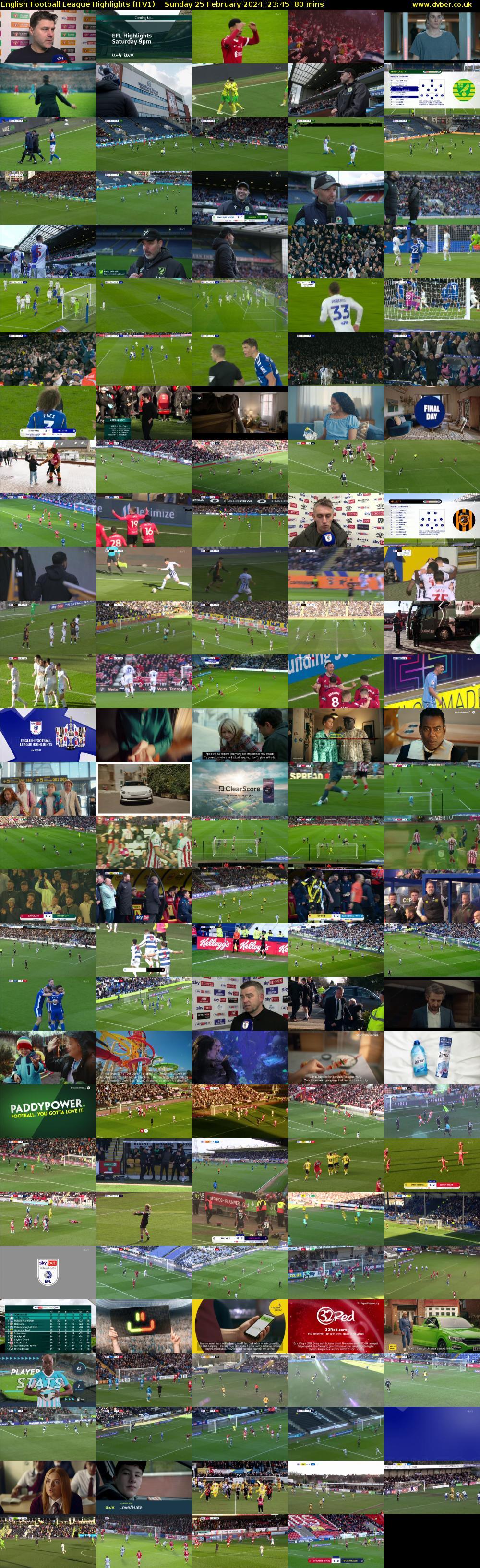 English Football League Highlights (ITV1) Sunday 25 February 2024 23:45 - 01:05