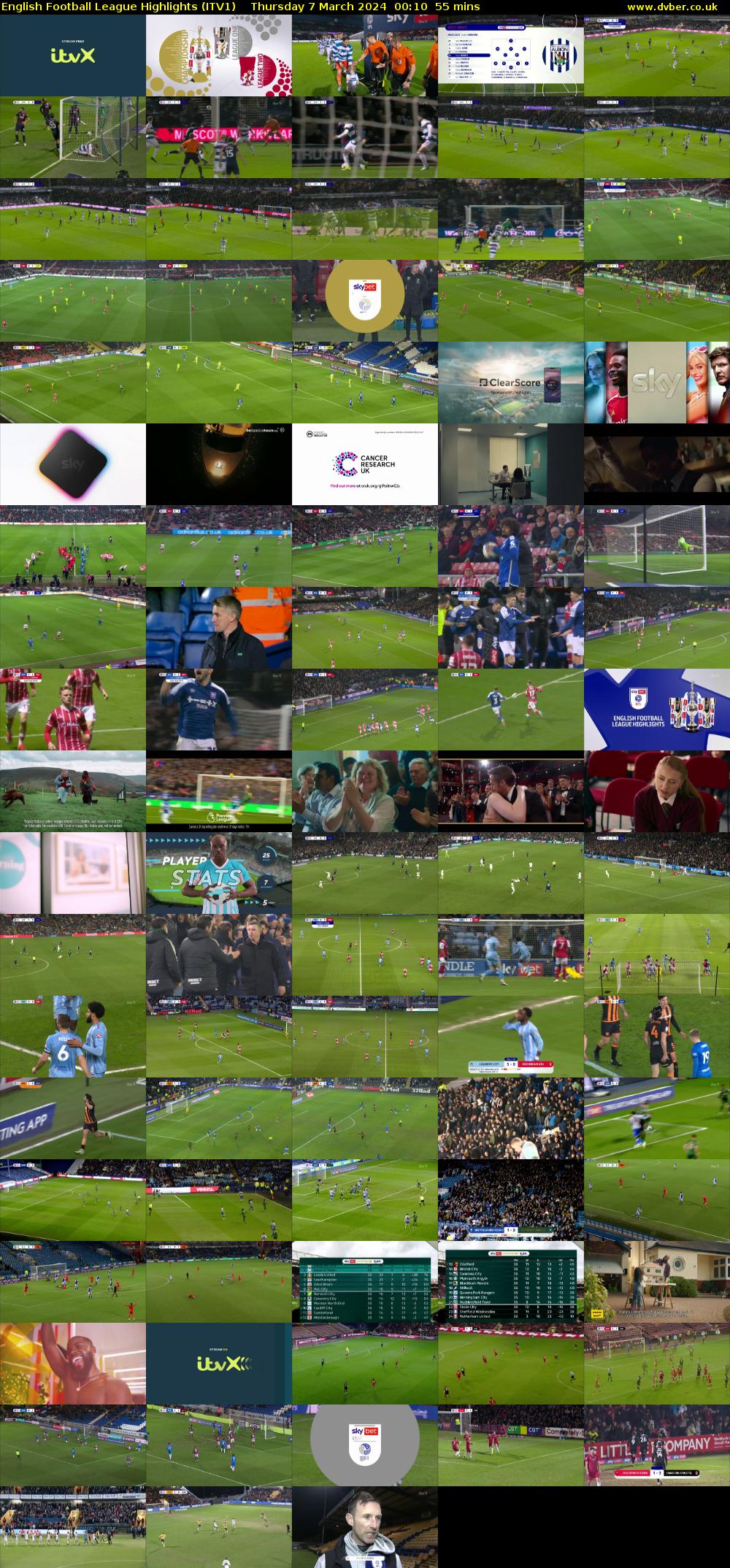 English Football League Highlights (ITV1) Thursday 7 March 2024 00:10 - 01:05