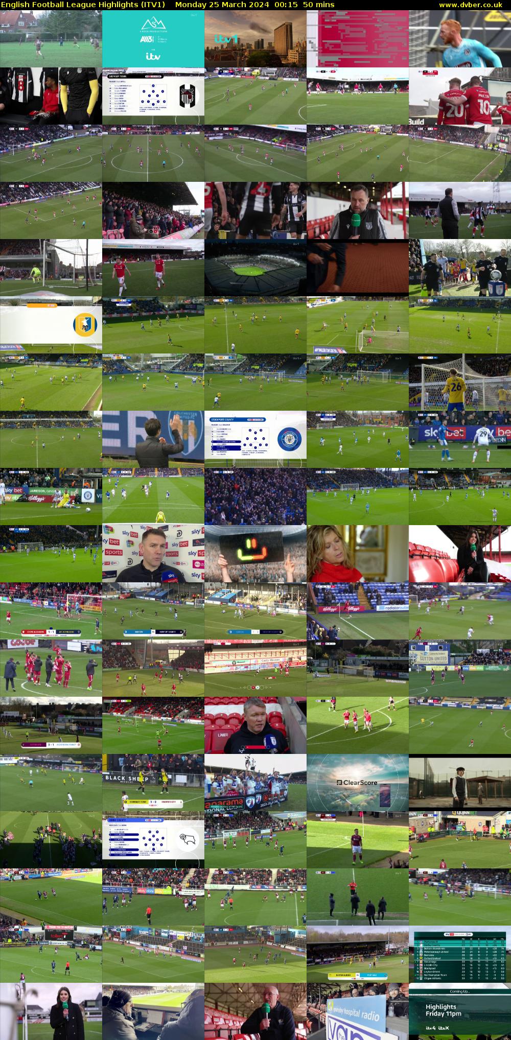 English Football League Highlights (ITV1) Monday 25 March 2024 00:15 - 01:05