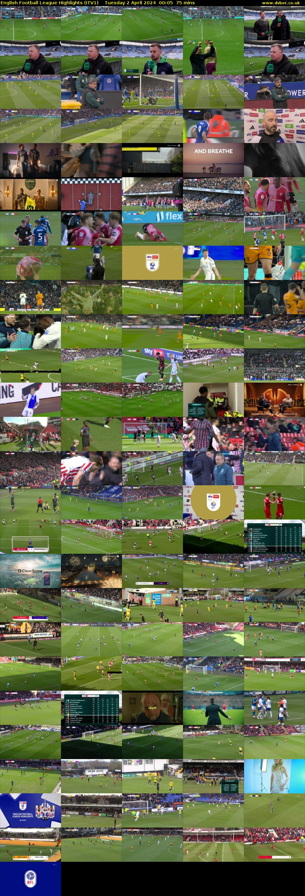 English Football League Highlights (ITV1) Tuesday 2 April 2024 00:05 - 01:20