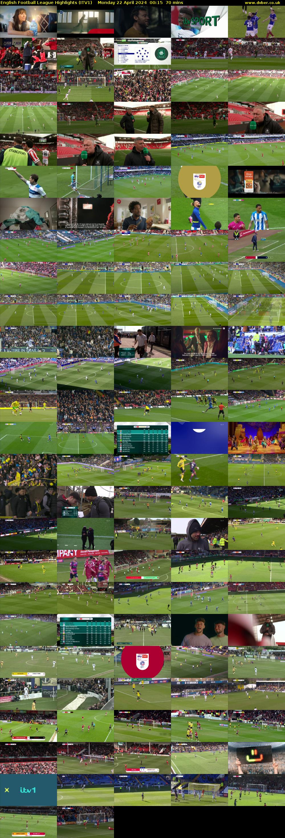 English Football League Highlights (ITV1) Monday 22 April 2024 00:15 - 01:25