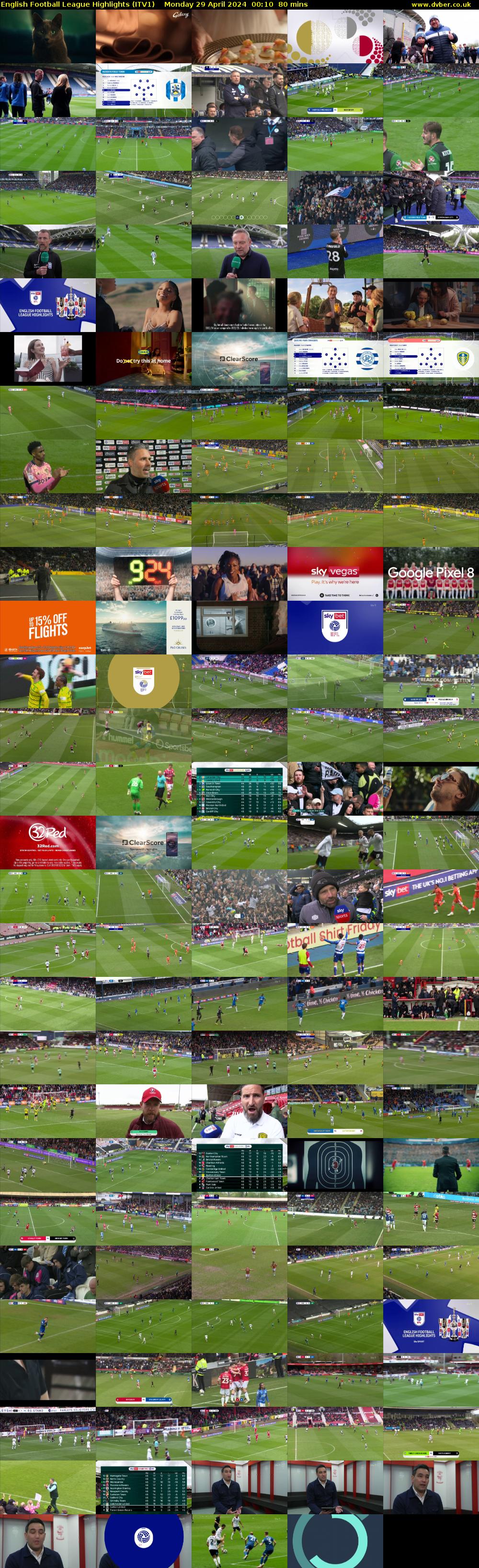 English Football League Highlights (ITV1) Monday 29 April 2024 00:10 - 01:30