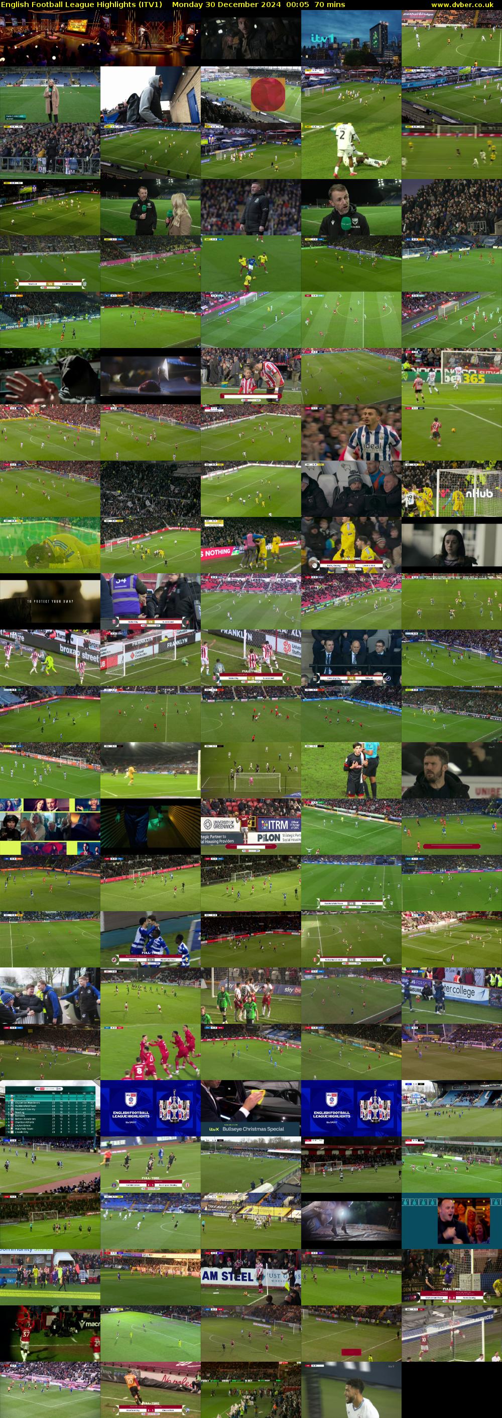 English Football League Highlights (ITV1) Monday 30 December 2024 00:05 - 01:15