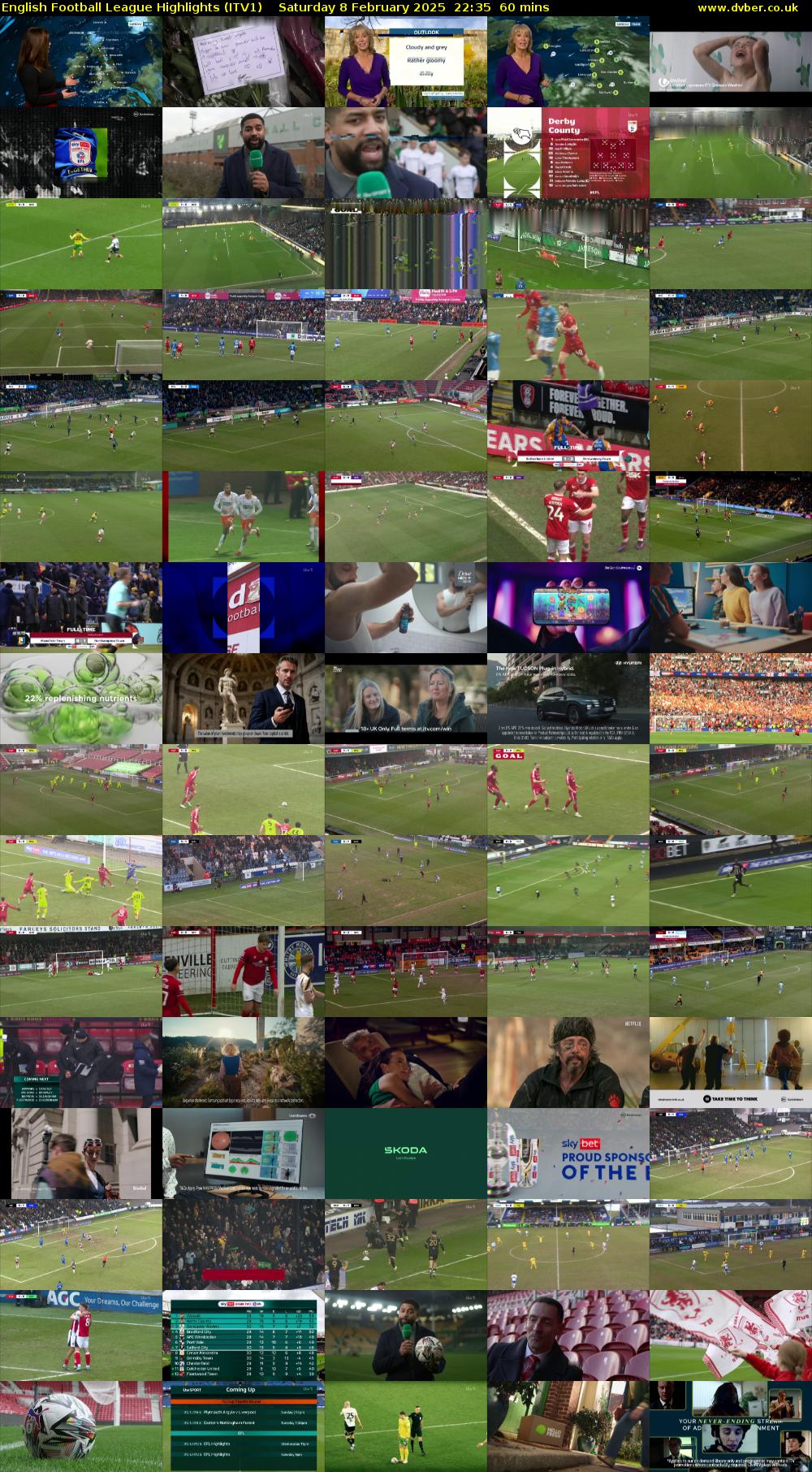 English Football League Highlights (ITV1) Saturday 8 February 2025 22:35 - 23:35