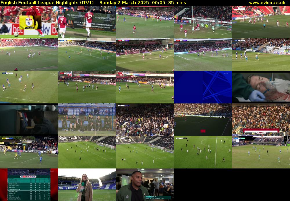 English Football League Highlights (ITV1) Sunday 2 March 2025 00:05 - 01:30