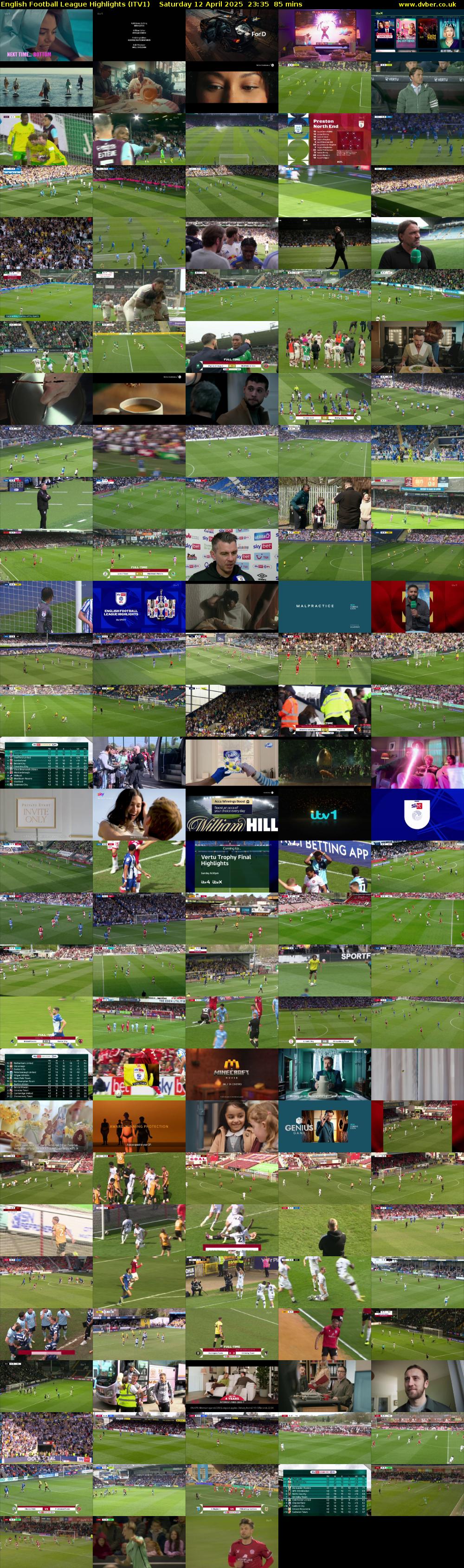 English Football League Highlights (ITV1) Saturday 12 April 2025 23:35 - 01:00