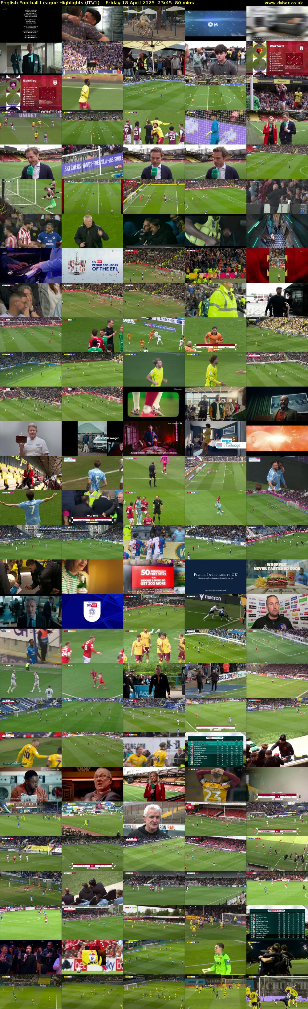 English Football League Highlights (ITV1) Friday 18 April 2025 23:45 - 01:05