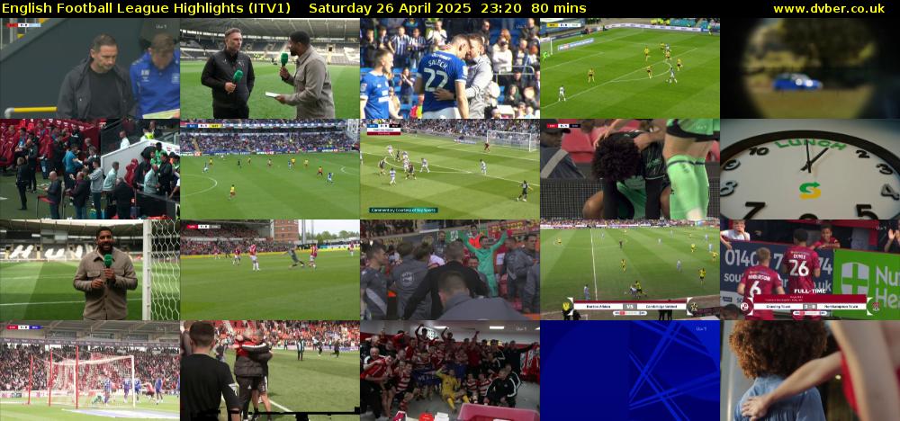 English Football League Highlights (ITV1) Saturday 26 April 2025 23:20 - 00:40