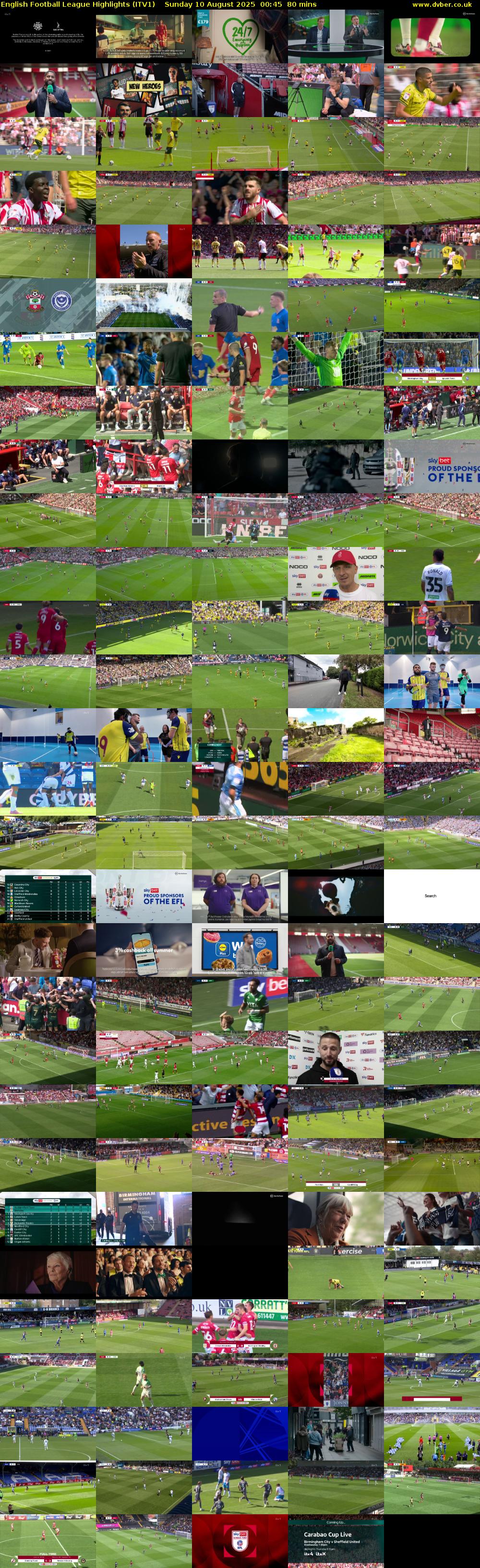 English Football League Highlights (ITV1) Sunday 10 August 2025 00:45 - 02:05