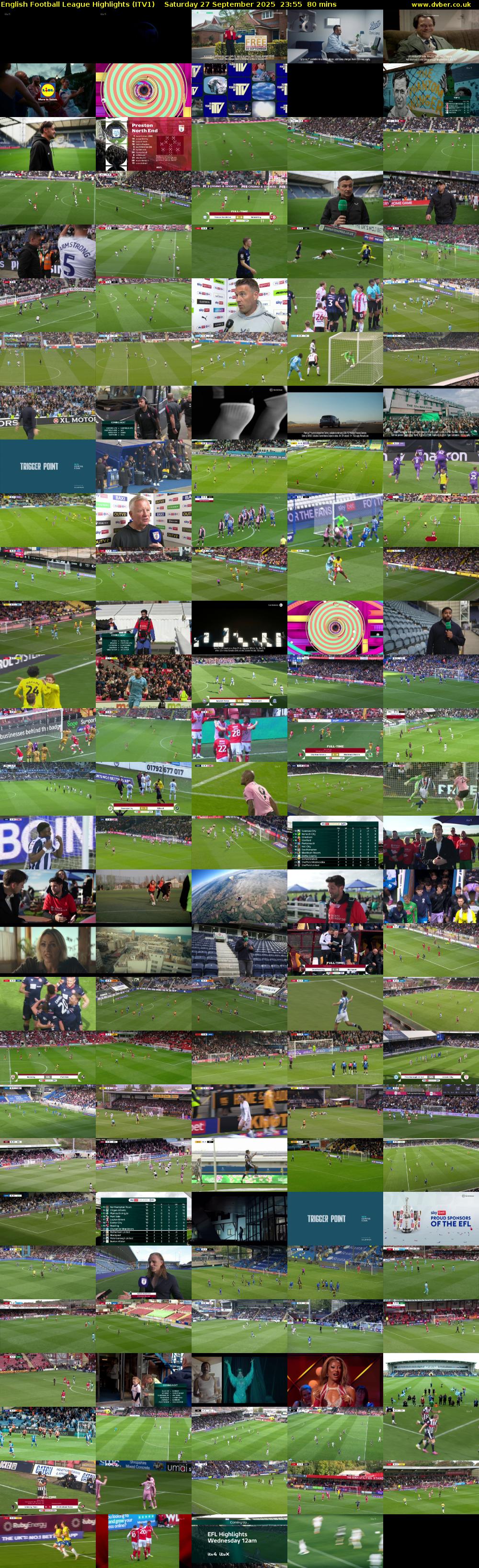 English Football League Highlights (ITV1) Saturday 27 September 2025 23:55 - 01:15